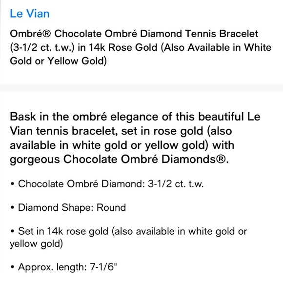 Elegant LeVian Rose Gold Diamond ombré Tennis Bracelet - Picture 8 of 9